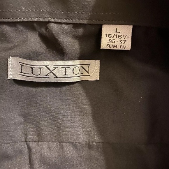Luxton Men’s Dress Shirt Black Slim Fit Large 16/16.5, 36-37 Long Sleeve - Picture 3 of 7